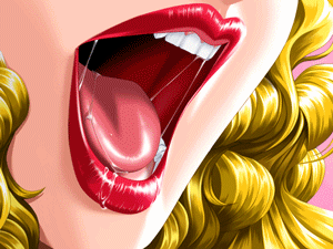 Gif animé bouche femme langue